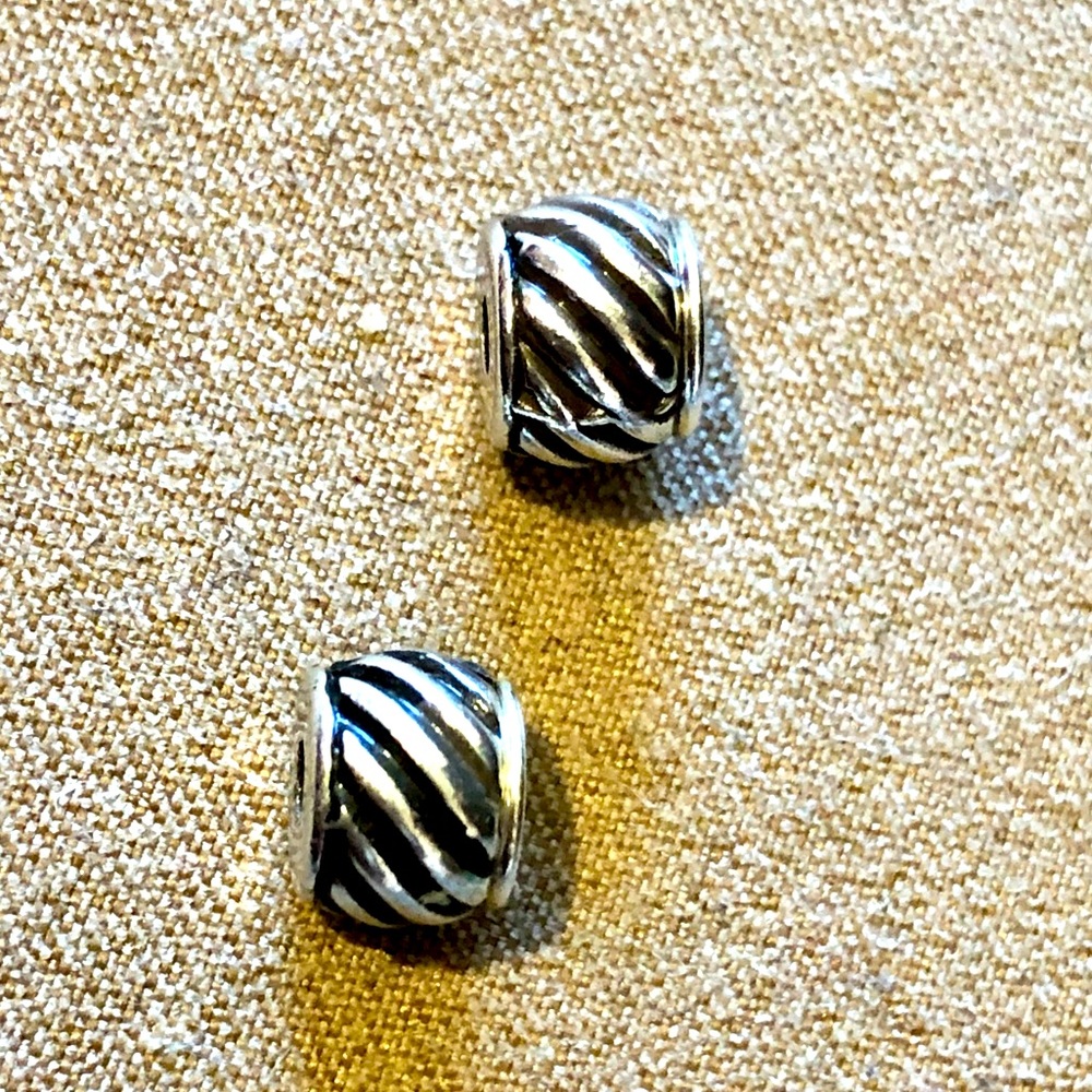Two 🆕 Brighton Mini Rope & Roll Stopper beads in Silver fit MINI holders ONLY